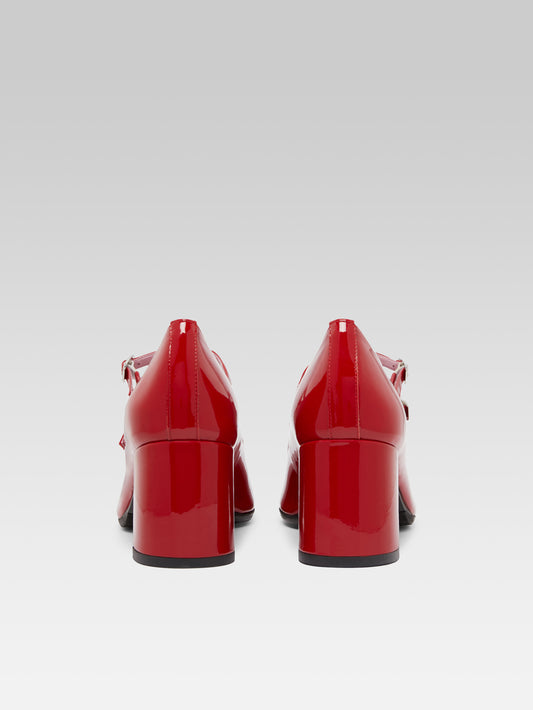 Alice - Escarpins babies cuir verni rouge - Image numéro 8