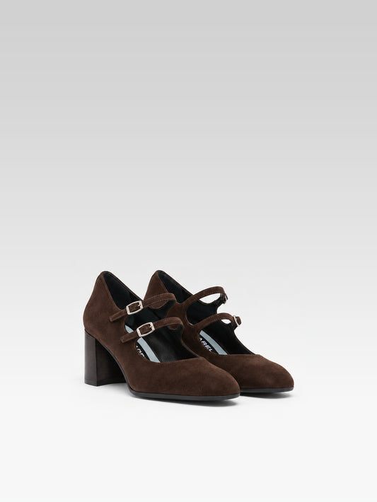 Alice Flex - Escarpins babies cuir velours chocolat - Image numéro 2