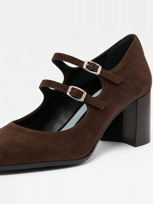 Alice Flex - Escarpins babies cuir velours chocolat - Image numéro 4