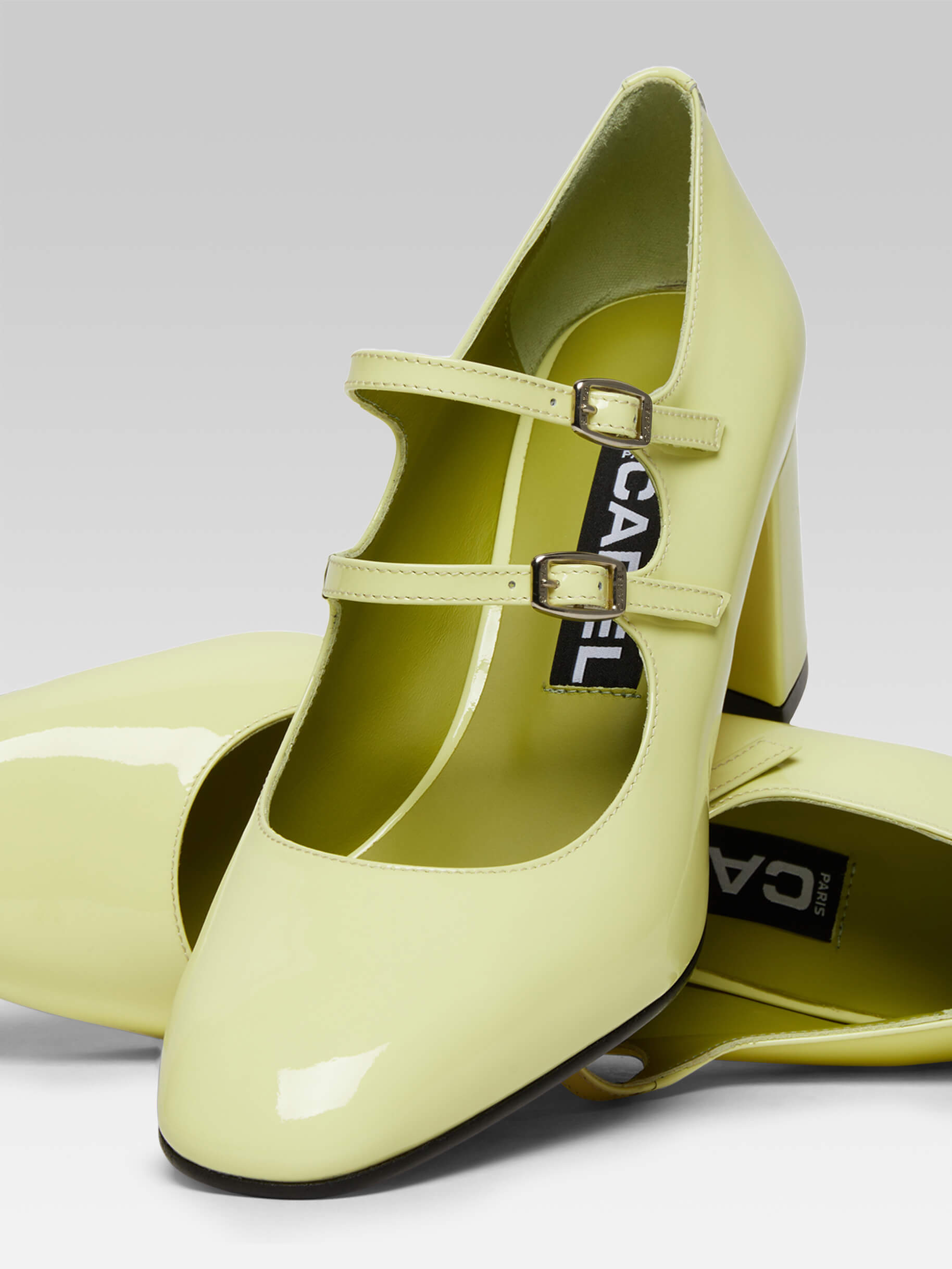 Alice - Lemon patent leather Mary Janes pumps | Carel Paris