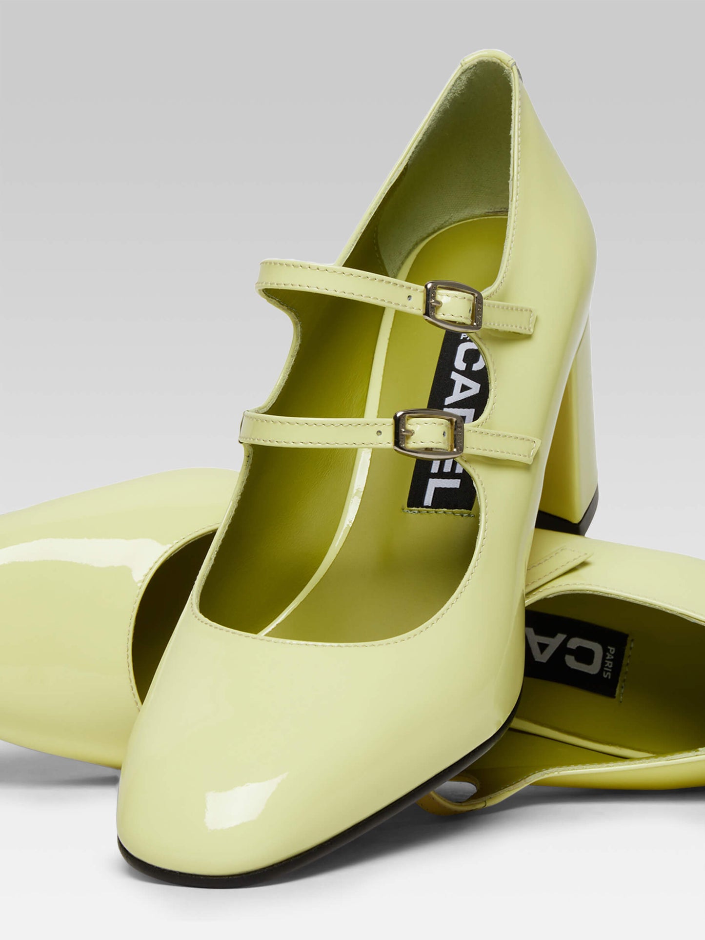 Alice - Escarpins babies cuir verni citron