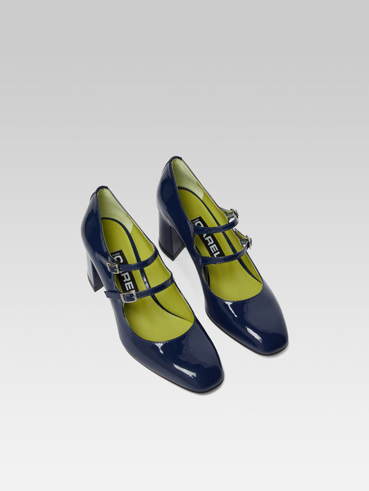 Alice - Escarpins babies cuir verni bleu - Image numéro 2