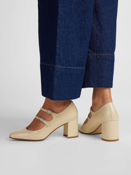Alice - Beige patent leather Mary Jane pumps - Image number 7