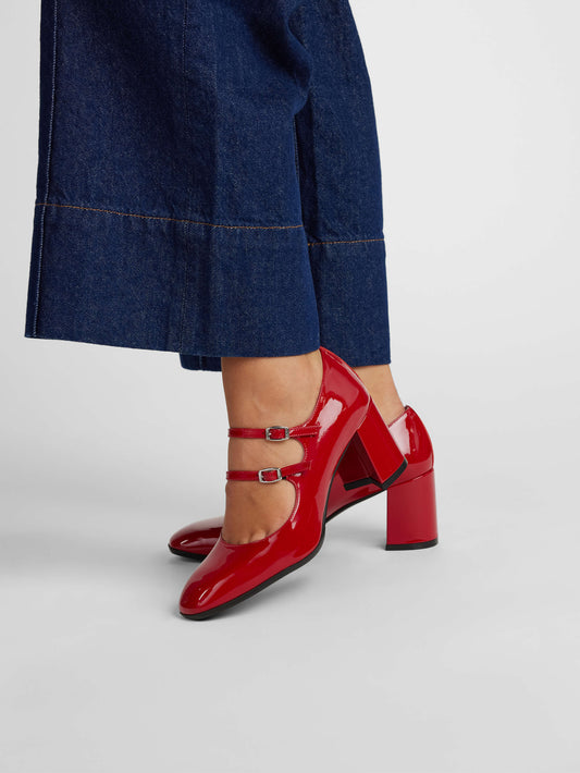 Alice - Escarpins babies cuir verni rouge - Image numéro 4