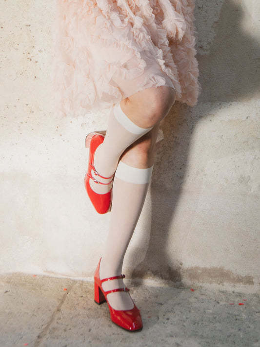 Alice - Escarpins babies cuir verni rouge - Image numéro 8