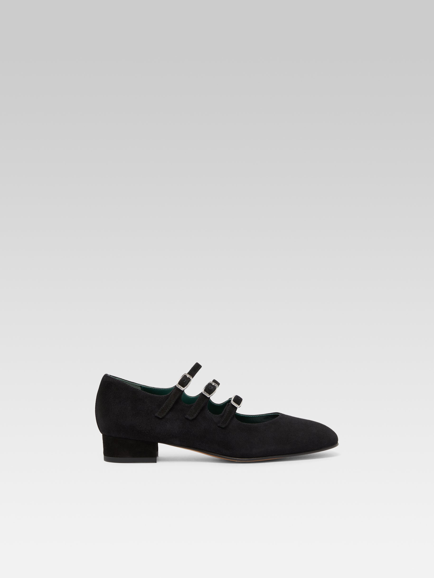 Ariana - Black suede leather Mary Janes ballet flats - Image number 1
