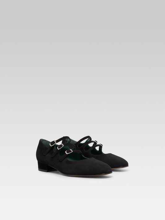 Ariana - Ballerines babies cuir velours noir - Image numéro 3