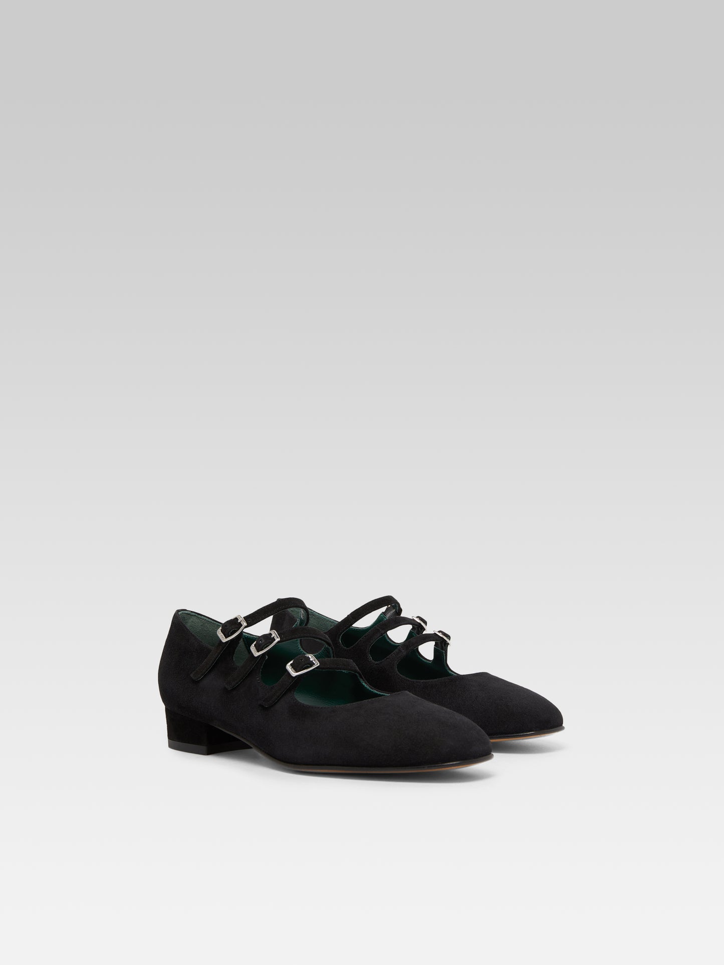 Ariana - Black suede leather Mary Janes ballet flats