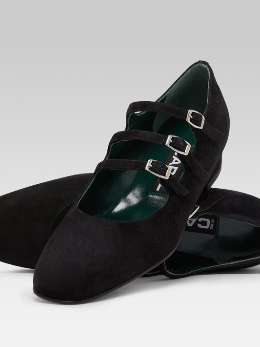 Ariana - Black suede leather Mary Janes ballet flats - Image number 4