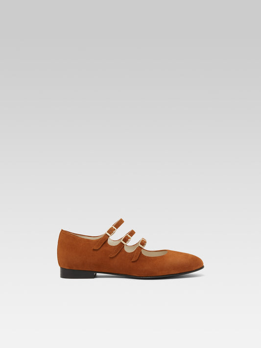 Ariana s - Camel suede leather Mary Janes ballet flats