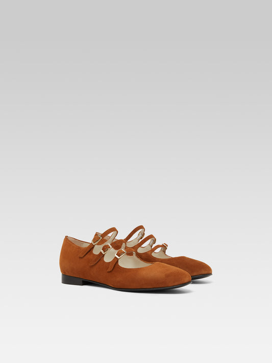 Ariana s - Camel suede leather Mary Janes ballet flats - Image number 4