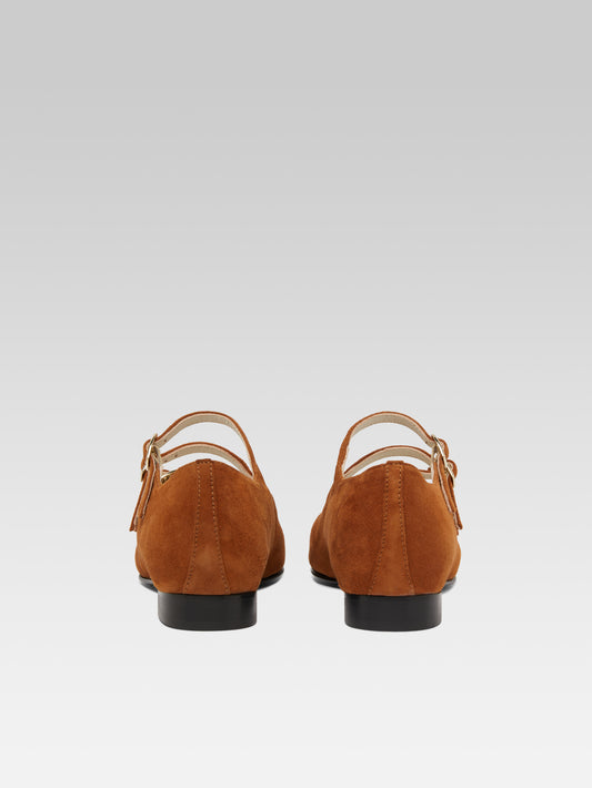 Ariana s - Camel suede leather Mary Janes ballet flats - Image number 5