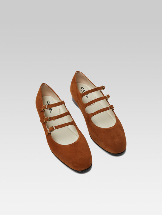 Ariana s - Camel suede leather Mary Janes ballet flats - Image number 3