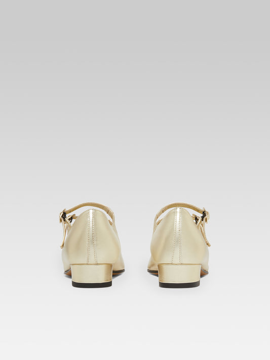Ariana - Platinum laminated leather Mary Janes ballet flats - Image number 5