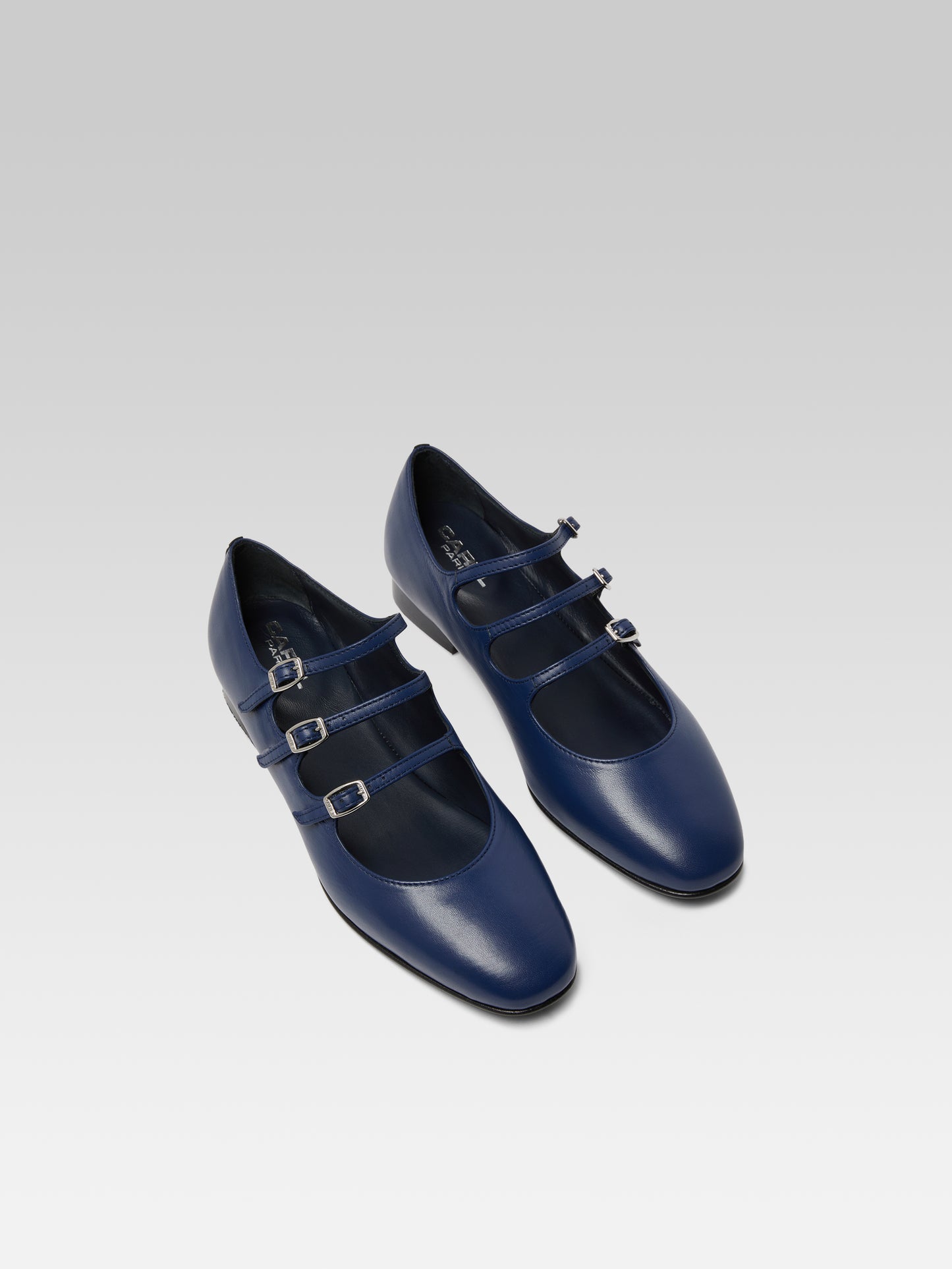 Ariana s - Ballerines babies cuir bleu marine