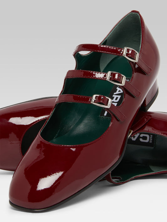 Ariana - Burgundy patent leather Mary Janes ballet flats - Image number 2
