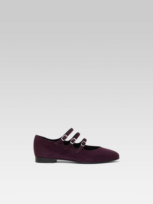 Ariana s - Plum upcycled suede Mary Janes ballet flats