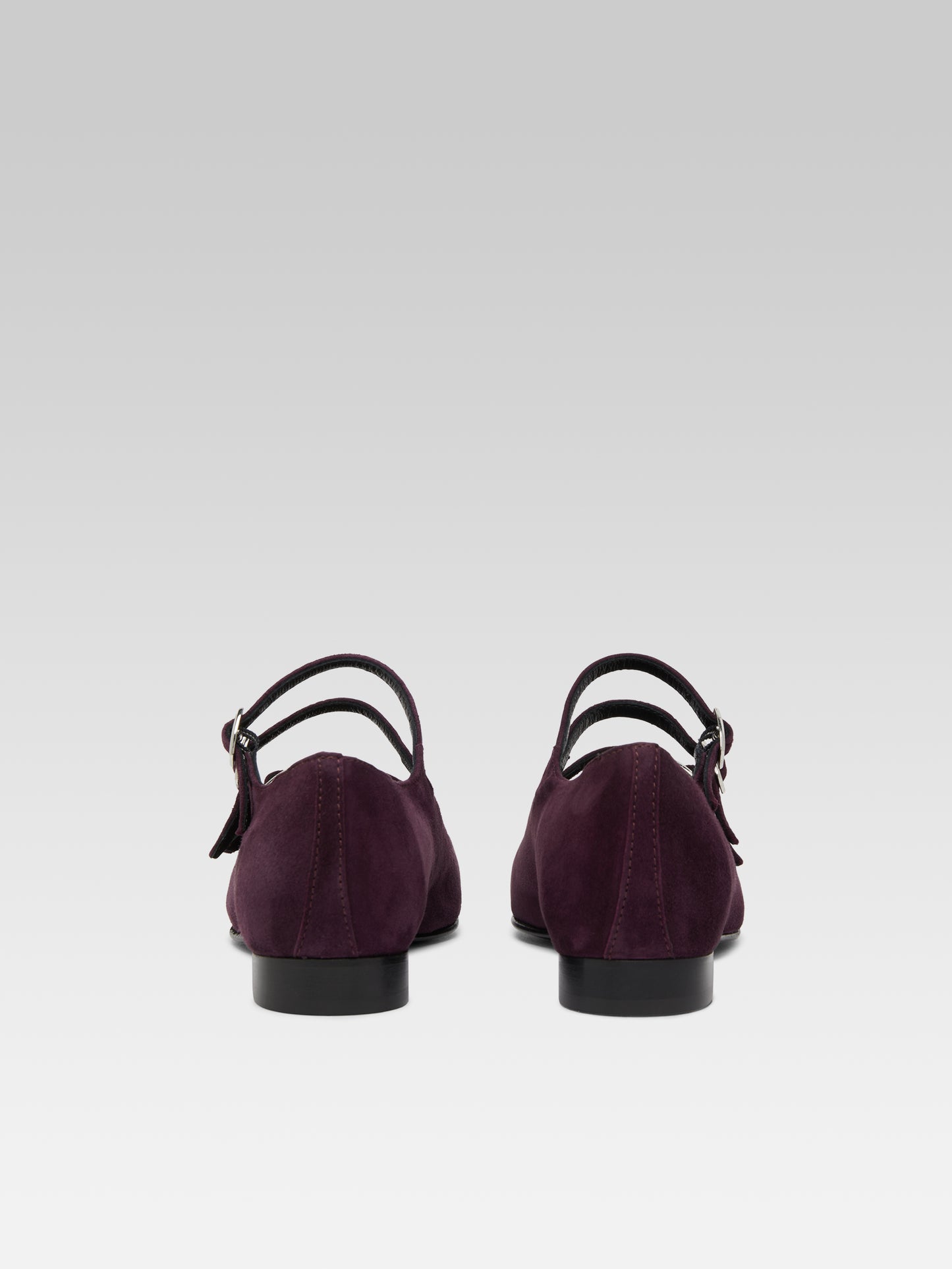 Ariana s - Ballerines babies cuir velours upcyclé prune