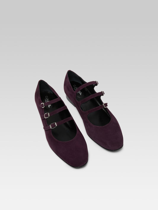 Ariana s - Plum upcycled suede Mary Janes ballet flats - Image number 3