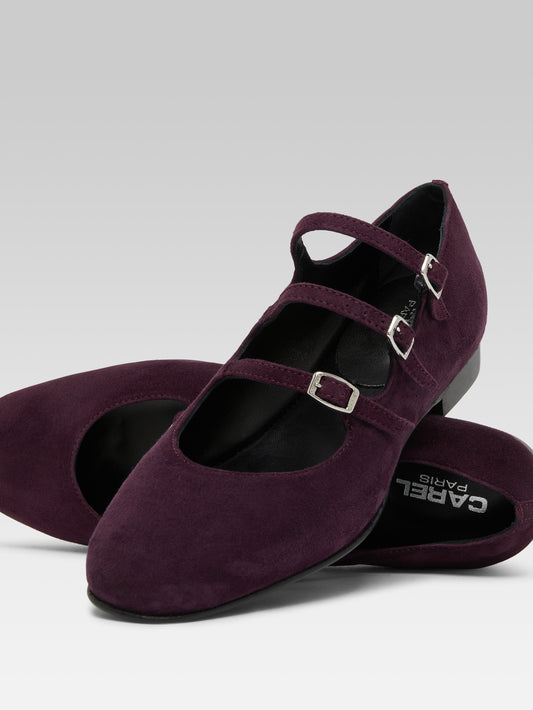 Ariana s - Plum upcycled suede Mary Janes ballet flats - Image number 4