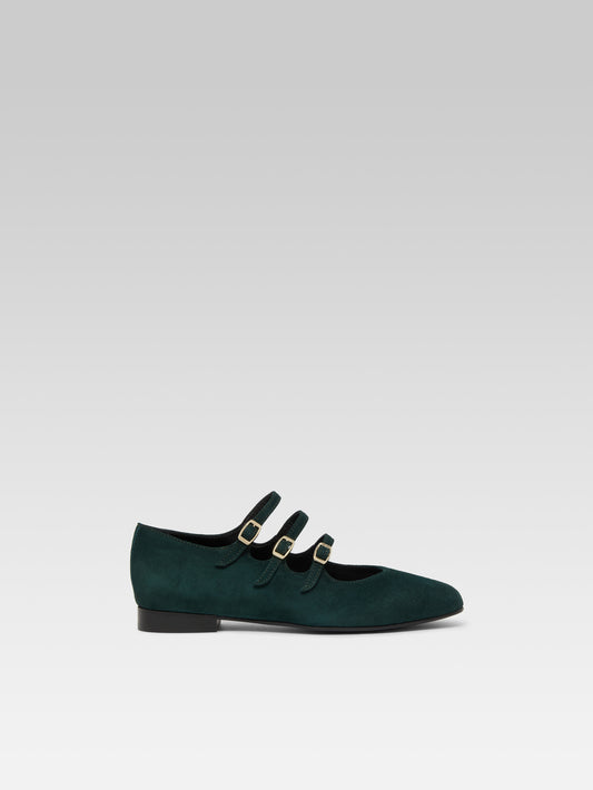 Ariana s - Green suede leather Mary Janes ballet flats