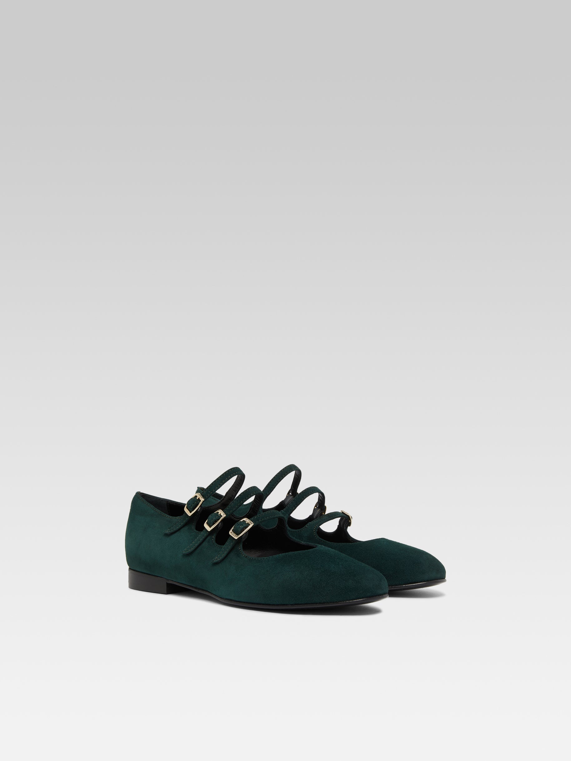 Ariana s Green suede leather Mary Janes ballet flats