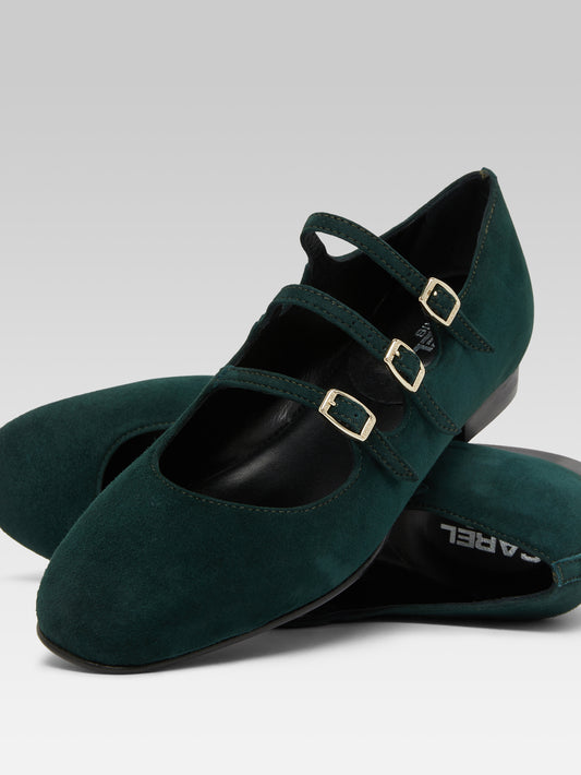 Ariana s - Green suede leather Mary Janes ballet flats - Image number 4