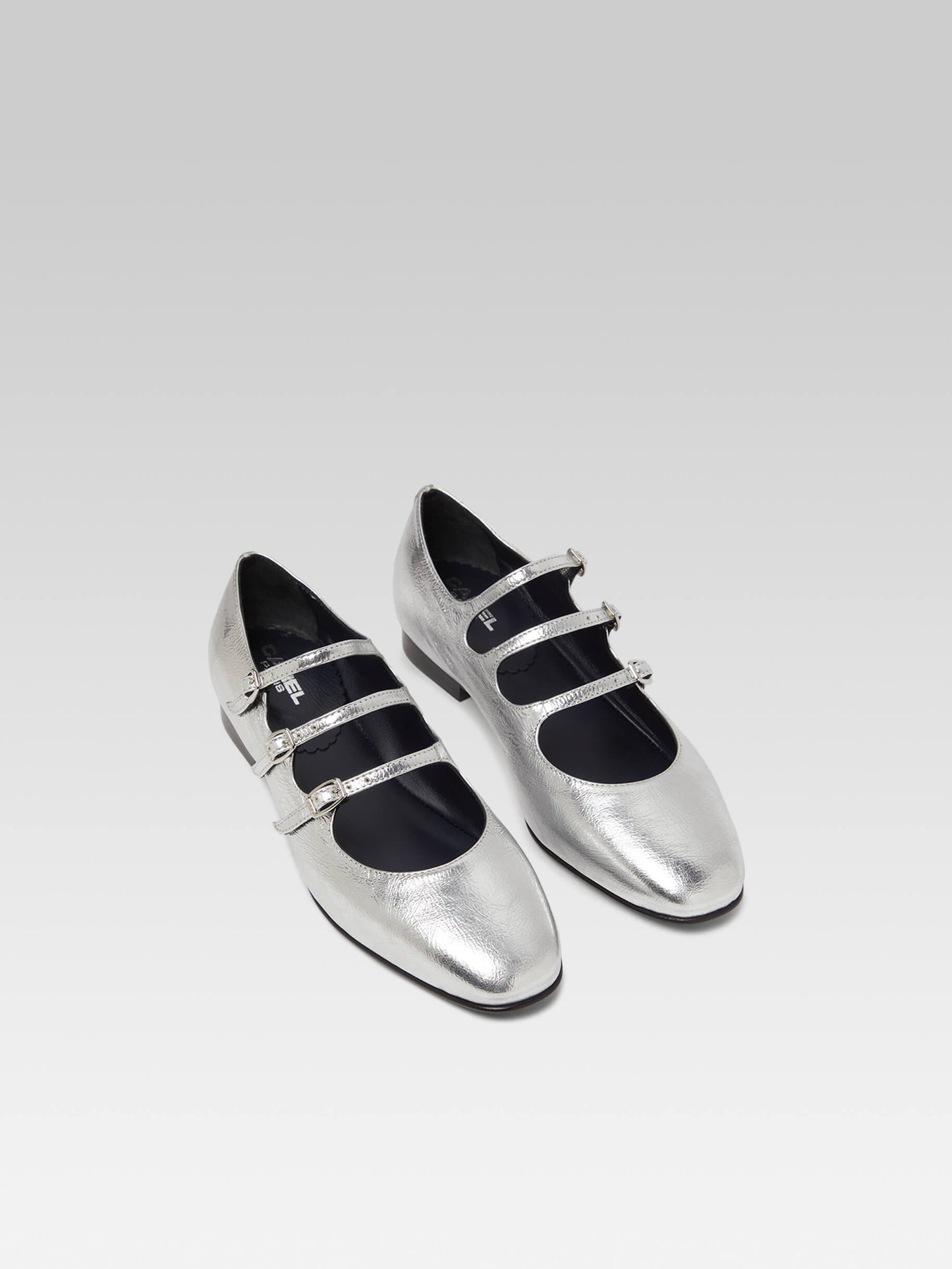 Ariana s - Ballerines babies cuir laminé argent