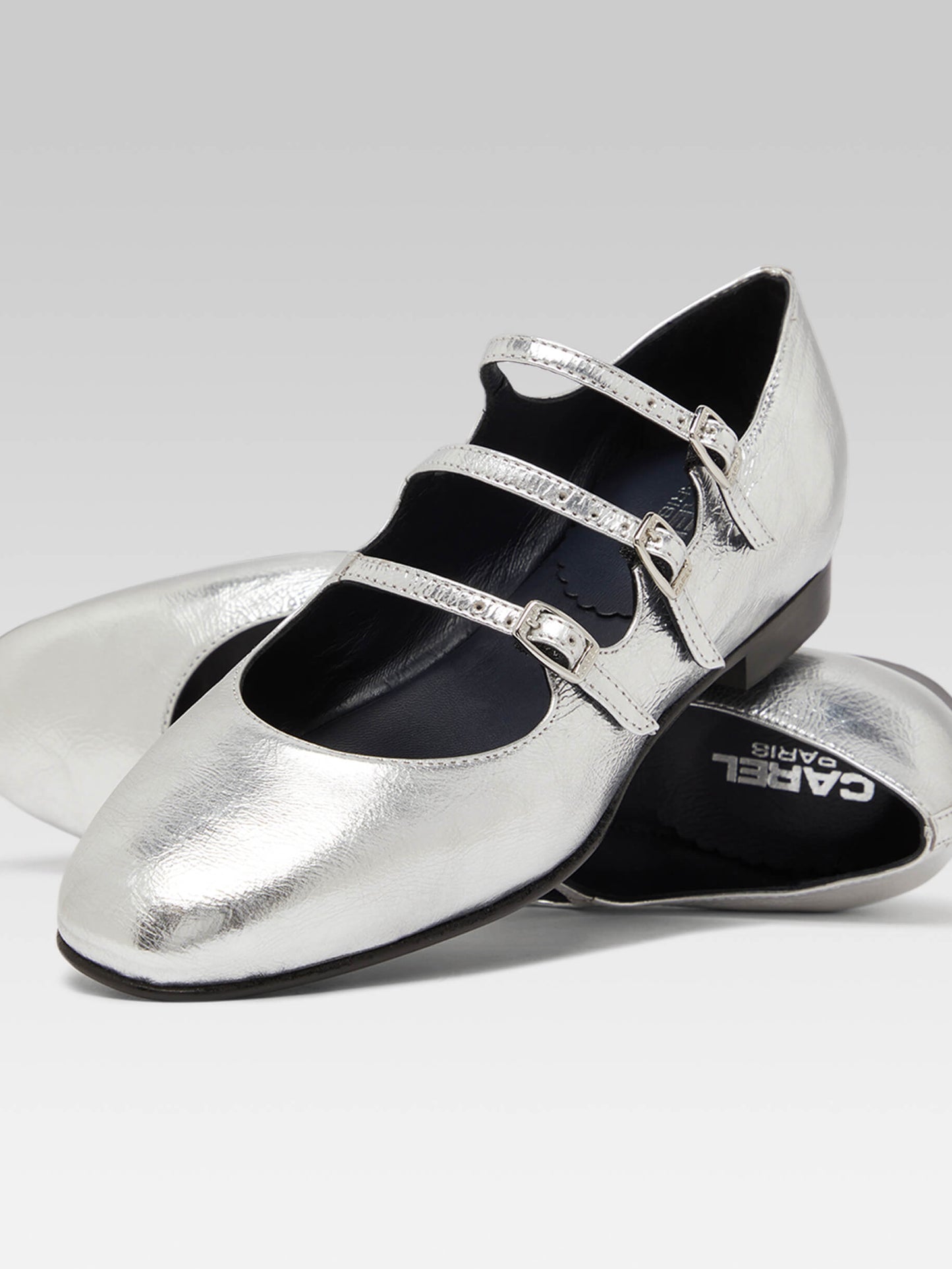 Ariana s - Ballerines babies cuir laminé argent