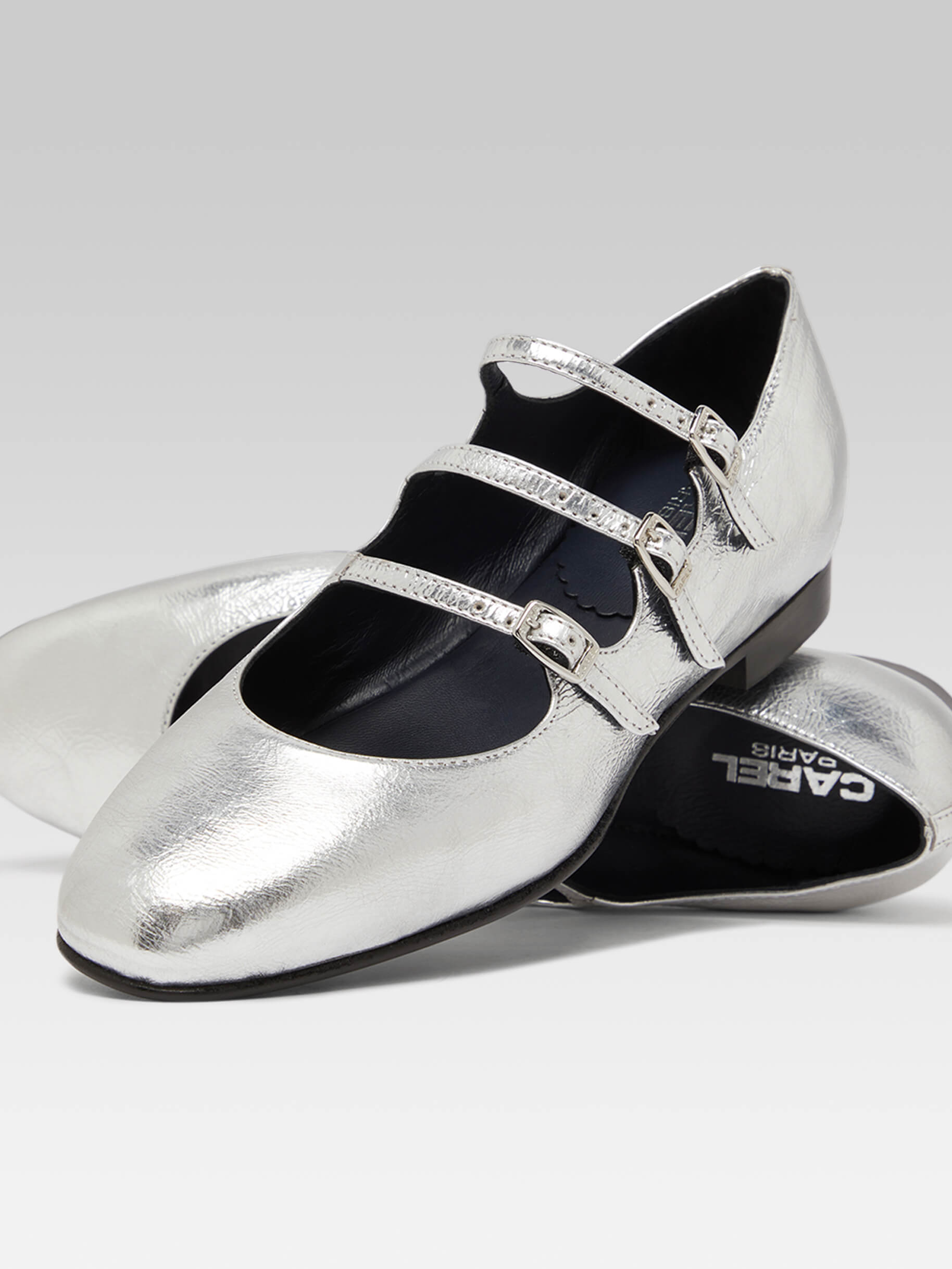 Ariana s - Ballerines babies cuir laminé argent - Image numéro 4