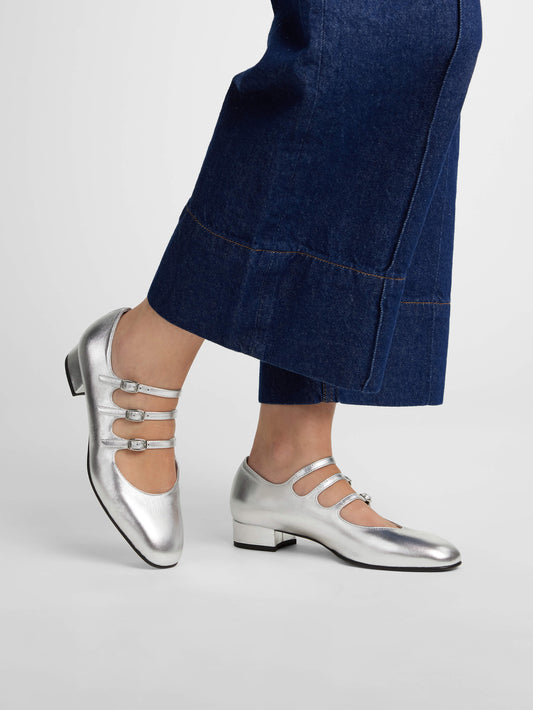 Ariana - Ballerines babies cuir laminé argent - Image numéro 5