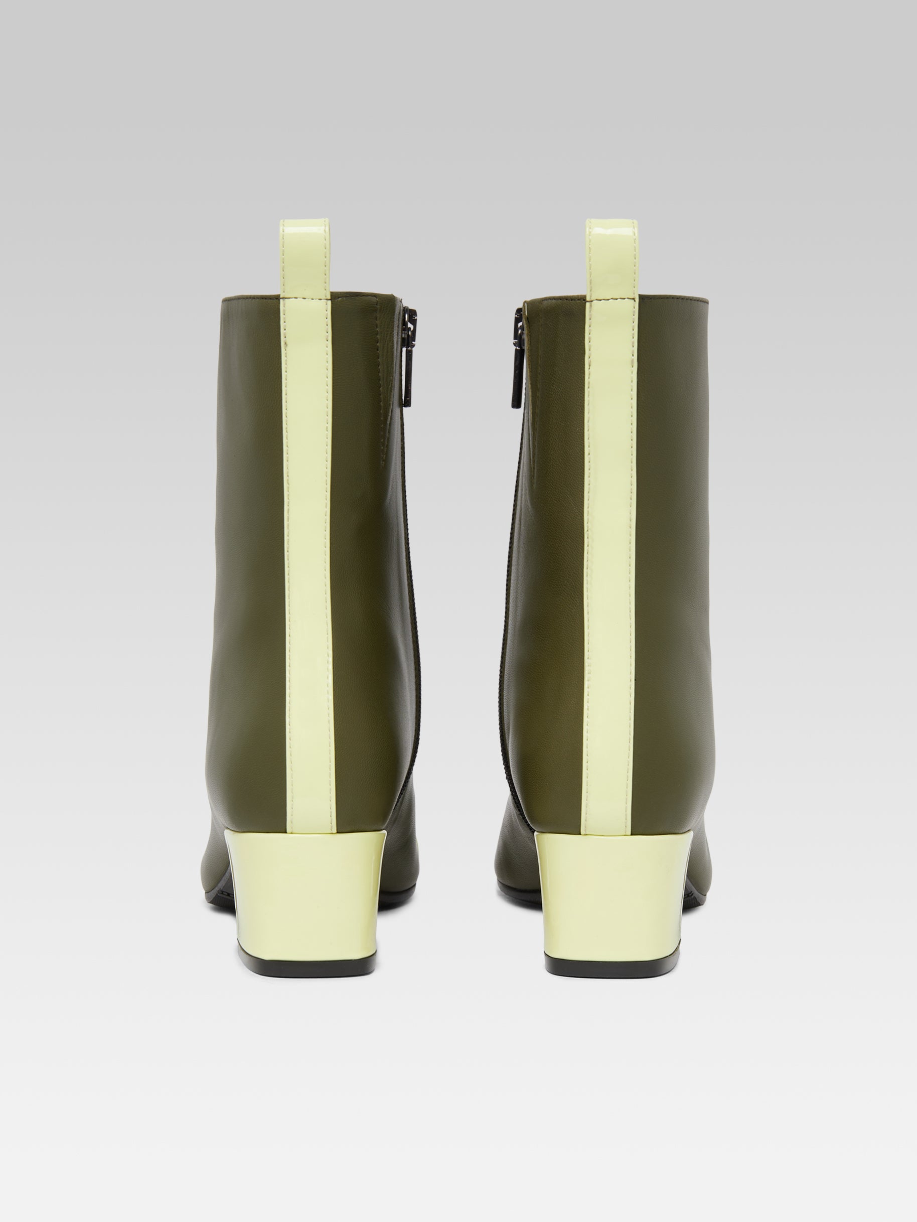 Audrey - Khaki and lemon leather ankle boots - Image number 4