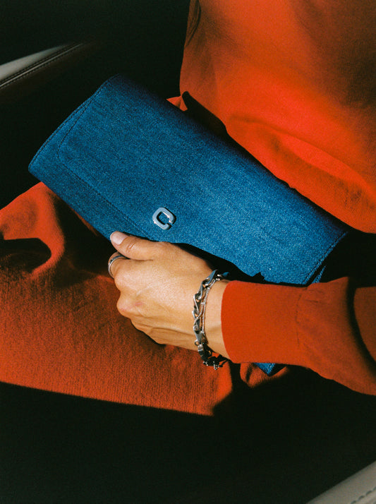 Madeleine - Blue denim fabric shoulder bag - Image number 3