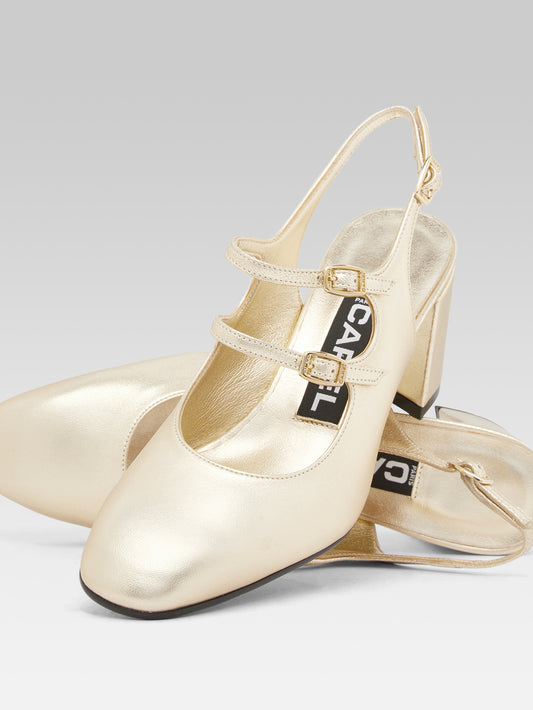 Banana - Babies slingback cuir laminé platine - Image numéro 2