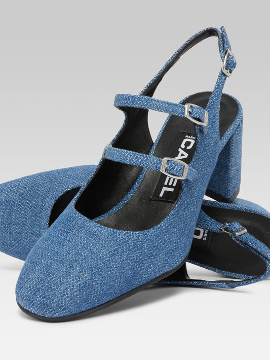 Banana - Babies slingback tissu upcyclé jean bleu - Image numéro 2