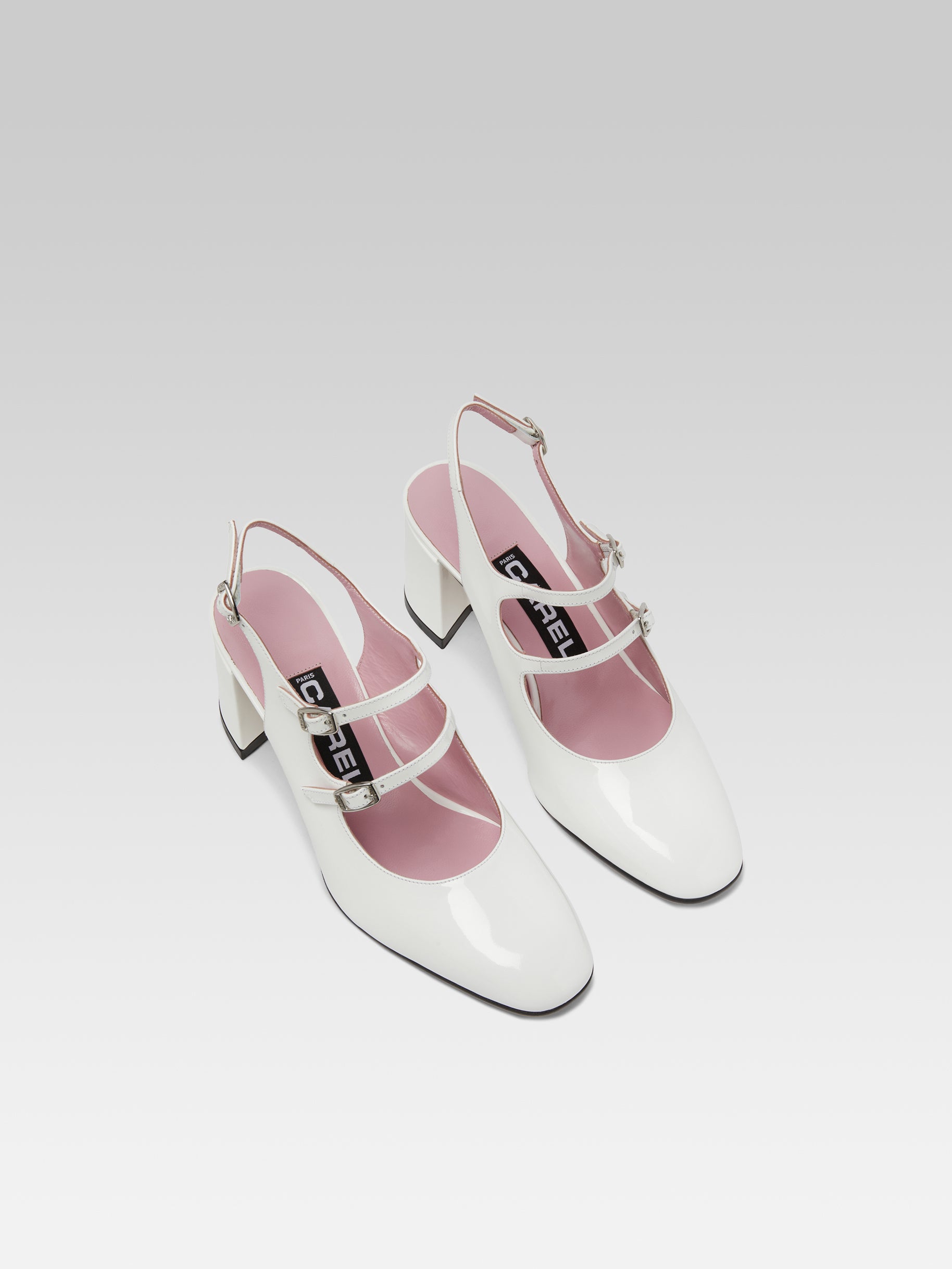 Banana - White patent leather slingback Mary Janes | Carel Paris Banana - White patent leather slingback Mary Janes | Carel Paris