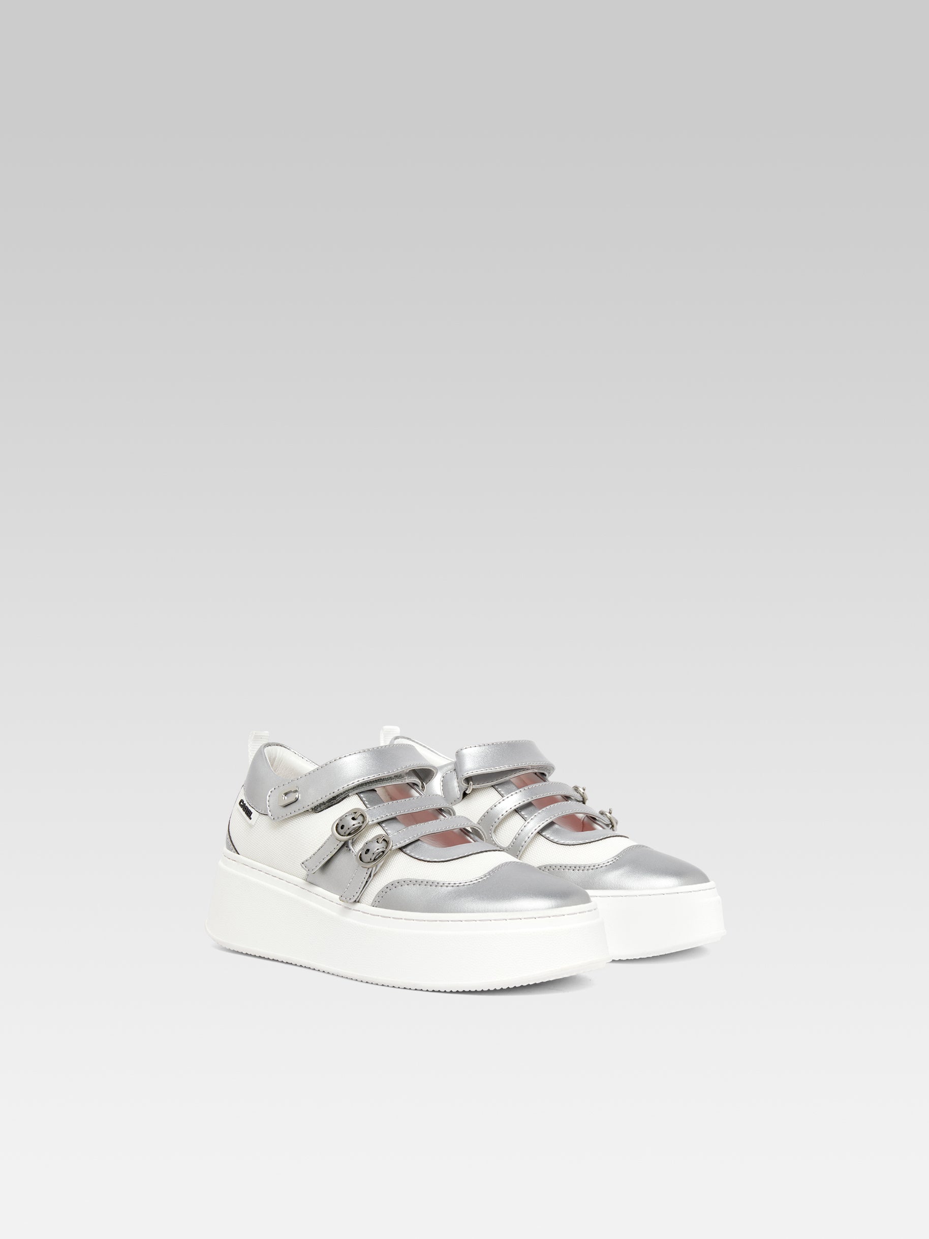 Baskina - Sneakers Appleskin argent et résille blanc - Image numéro 3