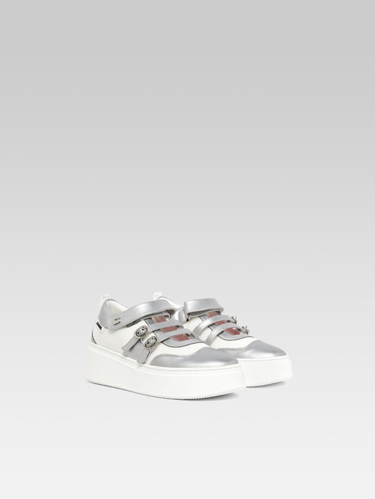 Baskina - Silver Appleskin and white mesh sneakers - Image number 3