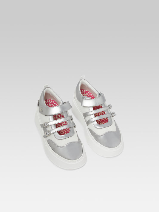 Baskina - Silver Appleskin and white mesh sneakers - Image number 2
