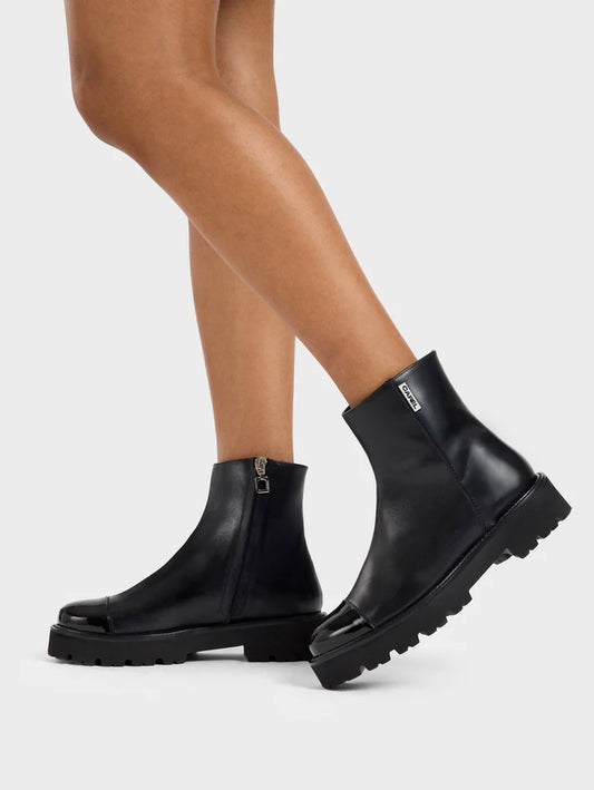 Chouchou - Bottines cuir et cuir verni noir - Image numéro 2
