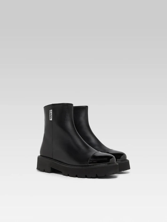 Chouchou - Bottines cuir et cuir verni noir - Image numéro 3