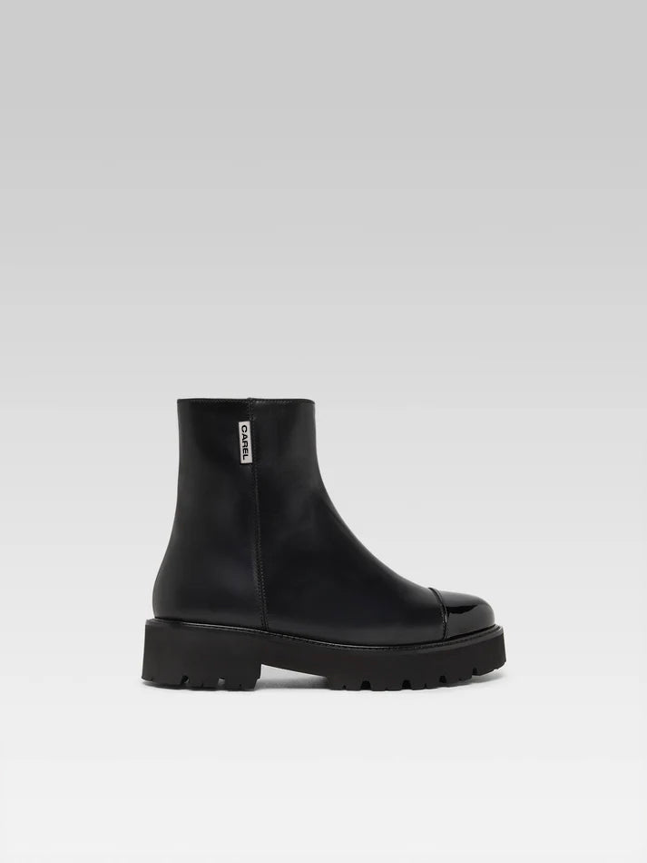 Chouchou - Black leather and patent leather ankle boots - Image number 1