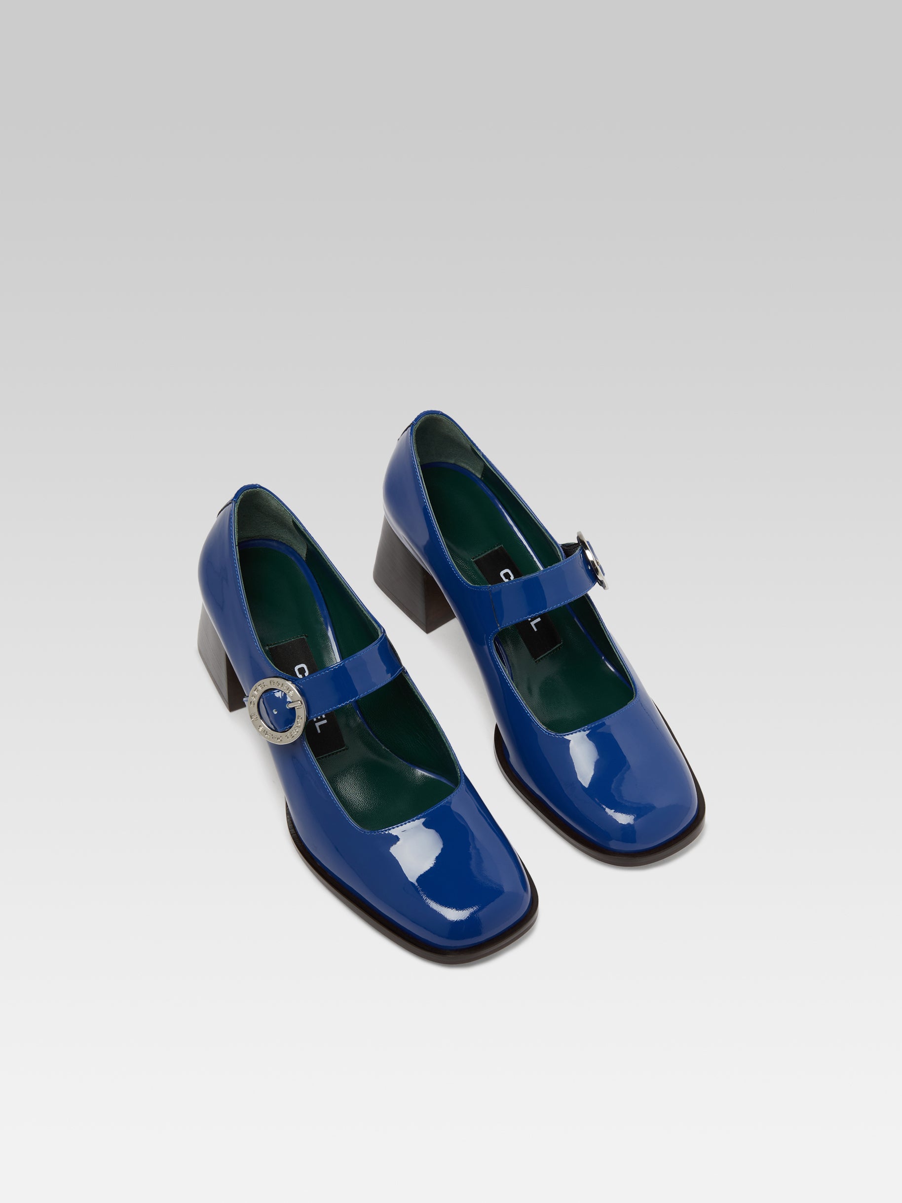 Carmen Blue patent leather Mary Janes pumps