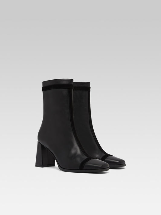Catherine - Black leather and suede ankle boots - Image number 3