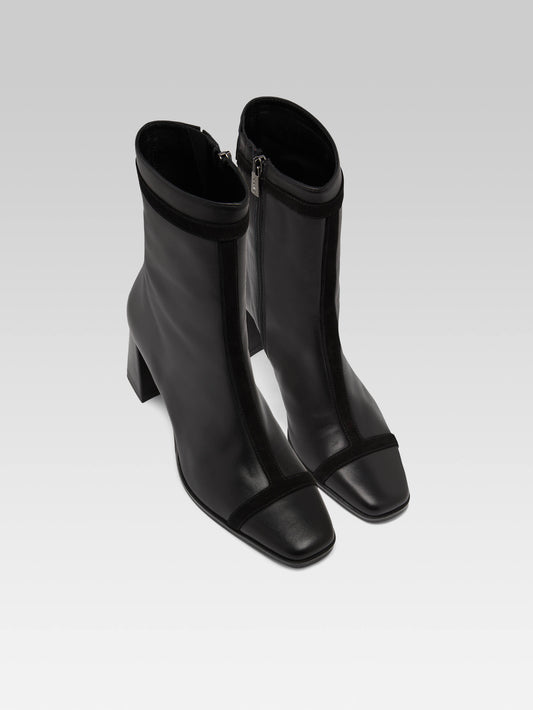 Catherine - Black leather and suede ankle boots - Image number 2