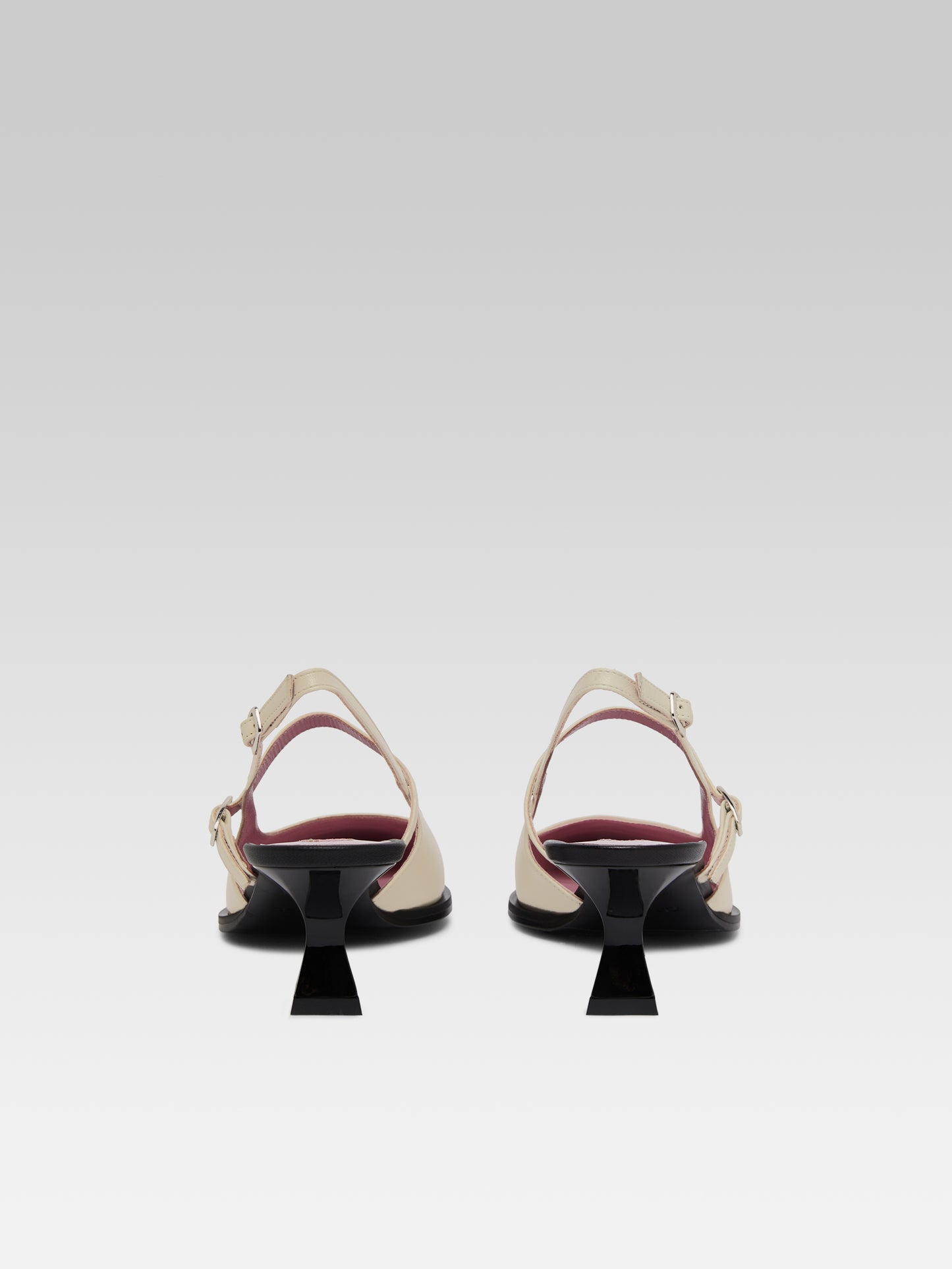 Cecile - Beige and black leather slingback pumps