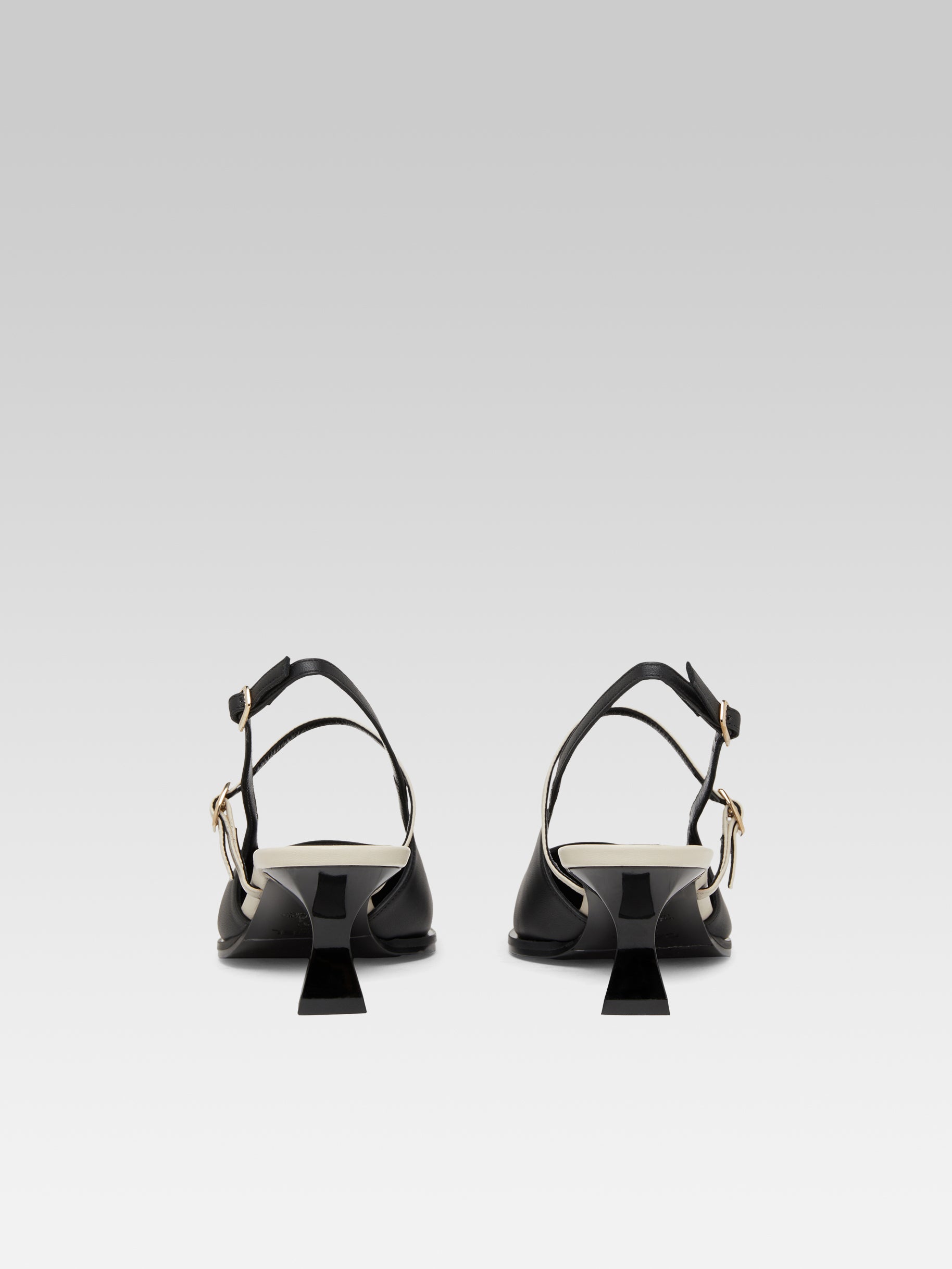 Cecile - Escarpins slingback cuir noir et beige - Image numéro 5