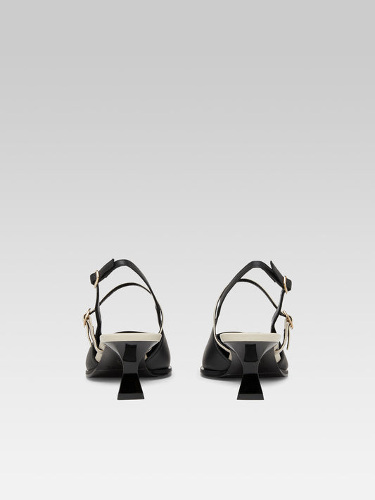 Cecile - Black and beige leather slingback pumps - Image number 5