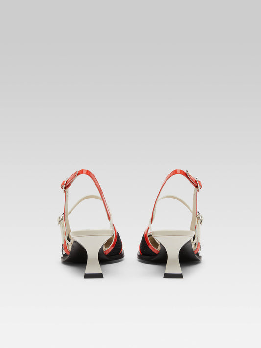 Cecile - Red and ivory patent leather slingback pumps - Image number 5