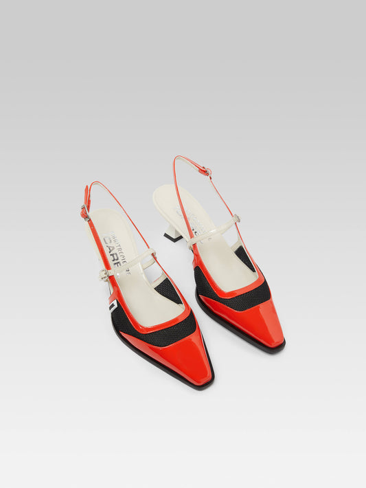 Cecile - Red and ivory patent leather slingback pumps - Image number 2